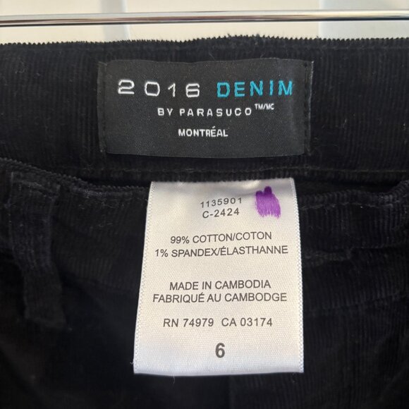 2016 Denim by Parasuco Black Curduroy Pants Size 6 - Picture 3 of 4